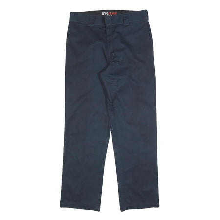 DICKIES Mens Cotton Blend Navy Regular Straight Trousers W34 L32 Workwear Zip