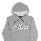 FILA Mens Grey Hoodie L Cotton Blend Pullover Drawstring Sweatshirt