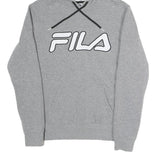 FILA Mens Grey Hoodie L Cotton Blend Pullover Drawstring Sweatshirt