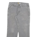 CARHARTT Mens Relaxed Fit Grey Jeans Denim W34 L30 Durable Workwear Zip Closure