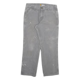 CARHARTT Mens Relaxed Fit Grey Jeans Denim W34 L30 Durable Workwear Zip Closure