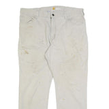 CARHARTT Mens Cotton Blend Beige Relaxed Straight Trousers W38 L30 Workwear