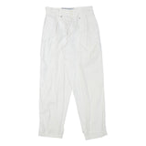 EAGLE FORCE Mens Cotton Blend White Relaxed Trousers W27 L30 Casual Zip Closure