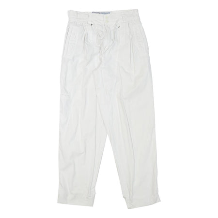 EAGLE FORCE Mens Cotton Blend White Relaxed Trousers W27 L30 Casual Zip Closure