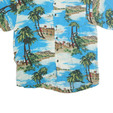 UTLITY Mens Blue Hawaiian Shirt L Rayon Tropical Print Casual Beachwear