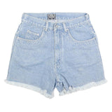 REBEL Womens Denim Blue Shorts XS W26 Casual Cotton Blend Frayed Hem
