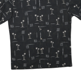 CAMPIA Mens Black Shirt M Cotton Blend Palm Tree Print Casual Button Shirt