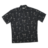 CAMPIA Mens Black Shirt M Cotton Blend Palm Tree Print Casual Button Shirt