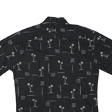 CAMPIA Mens Black Shirt M Cotton Blend Palm Tree Print Casual Button Shirt