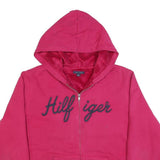 TOMMY HILFIGER Womens Pink Zip Up Hoodie XL Casual Cotton Blend Sweatshirt
