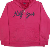 TOMMY HILFIGER Womens Pink Zip Up Hoodie XL Casual Cotton Blend Sweatshirt