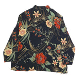 CLIO Womens Black Floral Printed Button Long Sleeve Shirt L Lightweight