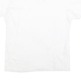 TRUE RELIGION Womens White V-Neck T-Shirt M Short Sleeve Cotton Blend Casual