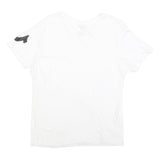 TRUE RELIGION Womens White V-Neck T-Shirt M Short Sleeve Cotton Blend Casual