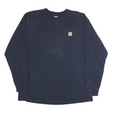 CARHARTT Mens Navy Blue Classic T-Shirt XL Long Sleeve Crew Neck Pocket