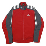 ADIDAS Mens Red & Grey Track Zip Jacket M Polyester Sportswear Casual