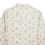 WOOLRICH Womens Cream Leaf Print Shirt L Cotton Blend Casual Button Down
