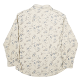WOOLRICH Womens Cream Leaf Print Shirt L Cotton Blend Casual Button Down
