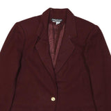 SAVANAL Womens Maroon Wool Blazer Jacket M Button Closure Classic Fit Plain