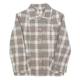Womens Beige Brown Check Button Jacket XS Woven Classic Fit Casual Stylish