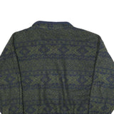 BUGLE BOY Mens Green & Navy Patterned Jumper Pullover Crew Neck Basic Knit XL