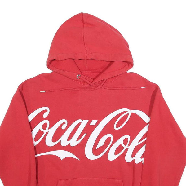 PULL & BEAR Mens Red Coca Cola Print Pullover Hoodie XS Casual Streetwear