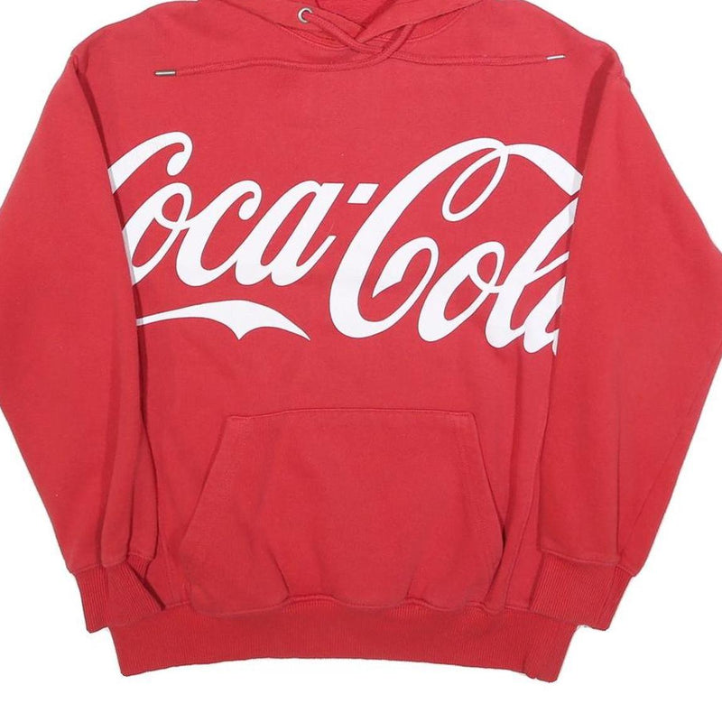 PULL & BEAR Mens Red Coca Cola Print Pullover Hoodie XS Casual Streetwear