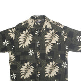 PURITAN Mens Black & Beige Hawaiian Shirt M Cotton Short Sleeve Casual Tropical