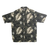 PURITAN Mens Black & Beige Hawaiian Shirt M Cotton Short Sleeve Casual Tropical