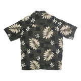 PURITAN Mens Black & Beige Hawaiian Shirt M Cotton Short Sleeve Casual Tropical