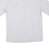 BOSS HUGO BOSS Mens Beige & Blue Check Shirt L Cotton Blend Short Sleeve Casual