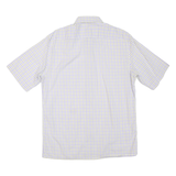 BOSS HUGO BOSS Mens Beige & Blue Check Shirt L Cotton Blend Short Sleeve Casual