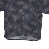 PIERRE CARDIN Mens Navy Blue & Grey Pattern Rayon Shirt XL Casual Summer Wear