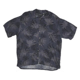 PIERRE CARDIN Mens Navy Blue & Grey Pattern Rayon Shirt XL Casual Summer Wear
