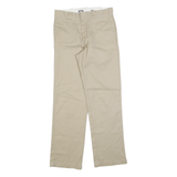 DICKIES Mens Beige Cotton Blend Regular Straight Trousers W30 L32 Workwear Zip