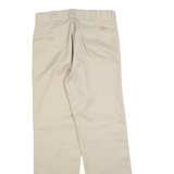 DICKIES Mens Beige Cotton Blend Regular Straight Trousers W30 L32 Workwear Zip