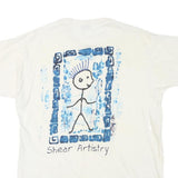 Mens White Graphic T-Shirt XL Short Sleeve Round Neck Shear Artistry Print