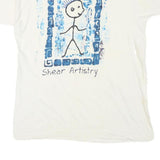 Mens White Graphic T-Shirt XL Short Sleeve Round Neck Shear Artistry Print