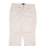 Womens Cream Cotton Blend Regular Fit Straight Leg Trousers W34 L32 Casual Wear