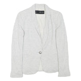 ZARA Womens Light Grey Button Jacket XS Cotton Blend Plain Casual Timeless