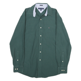 TOMMY HILFIGER Mens Green Cotton Shirt M Casual Button-Up Classic