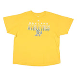 MAJESTIC Mens Yellow Oakland Athletics Graphic T-Shirt 2XL Short Sleeve Crew