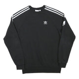 ADIDAS Mens Black Crew Neck XS Cotton Blend Sweatshirt Three Stripes Logo