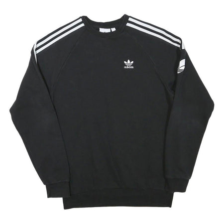 ADIDAS Mens Black Crew Neck XS Cotton Blend Sweatshirt Three Stripes Logo