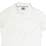 NIKE Womens White Shirt M Cotton Short Sleeve Button Down Casual