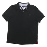 TOMMY HILFIGER Mens Black Cotton Blend Short Sleeve Polo Shirt M Classic Fit