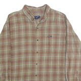 CHAPS Mens Beige & Red Checked Cotton Shirt 2XL Casual Long Sleeve Button-Up