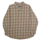 CHAPS Mens Beige & Red Checked Cotton Shirt 2XL Casual Long Sleeve Button-Up