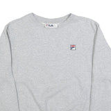 FILA Mens Grey Cotton Blend Crew Neck Sweatshirt M Classic Logo Pullover