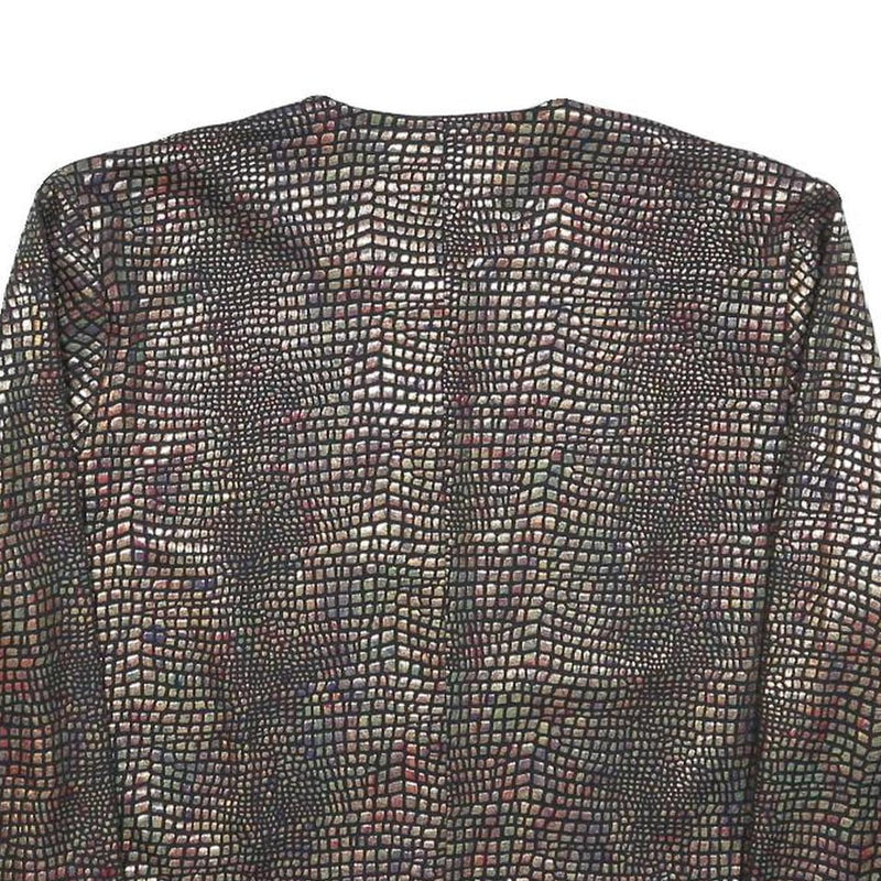 DIVINA Womens Brown Button Jacket S Polyester Blend Patterned Cropped Stylish